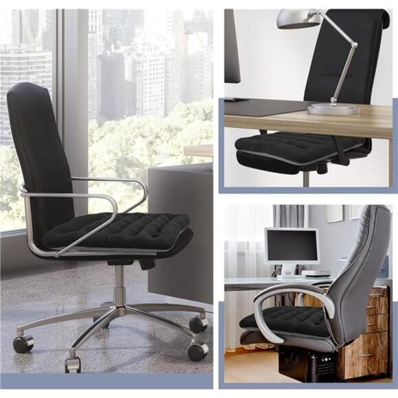 Office chair cushion soft velvet seat pad non slip comfort support black - Picture 6 of 7